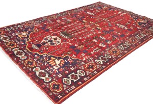 Vintage Red Floral 5'2X8'6 Bakhtiari Persian Rug