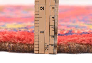 Coral Red Vintage Tribal Geometric 3'7X6'9 Viss Persian Oriental Rug