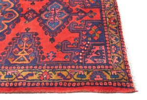 Coral Red Vintage Tribal Geometric 3'7X6'9 Viss Persian Oriental Rug