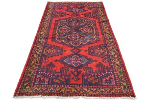 Coral Red Vintage Tribal Geometric 3'7X6'9 Viss Persian Oriental Rug