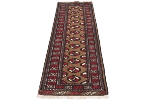 Vintage Khaki Tribal 2X6 Turkoman Persian Runner Rug