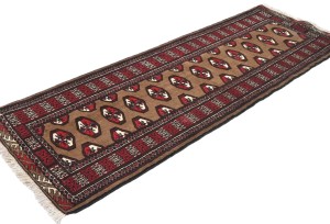 Vintage Khaki Tribal 2X6 Turkoman Persian Runner Rug