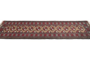 Vintage Khaki Tribal 2X6 Turkoman Persian Runner Rug