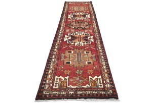 Vintage Tribal Geometric 3'3X13'5 Heriz Persian Runner Rug