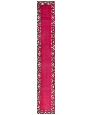 Semi Antique Fuchsia Rose Classic 2'5X15'5 Tabriz Persian Runner Rug
