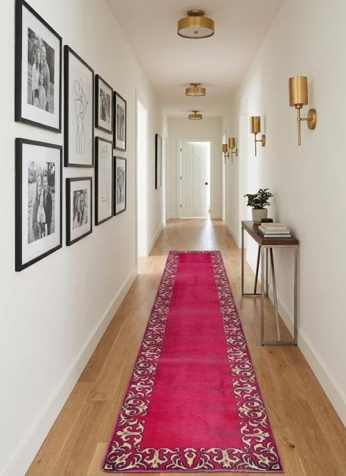Semi Antique Fuchsia Rose Classic 2'5X15'5 Tabriz Persian Runner Rug