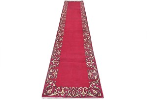 Semi Antique Fuchsia Rose Classic 2'5X15'5 Tabriz Persian Runner Rug