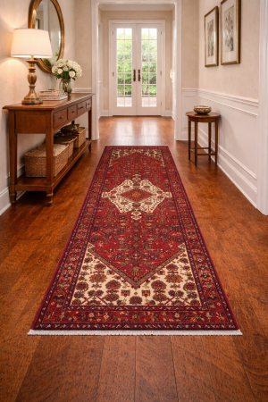 Vintage Red Tribal 3'6X9'7 Hamedan Persian Runner Rug