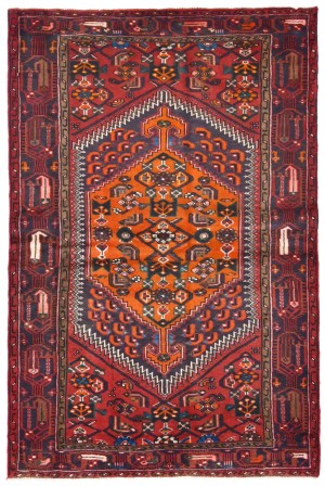 Vintage Plum Tribal 4X6 Hamedan Persian Rug