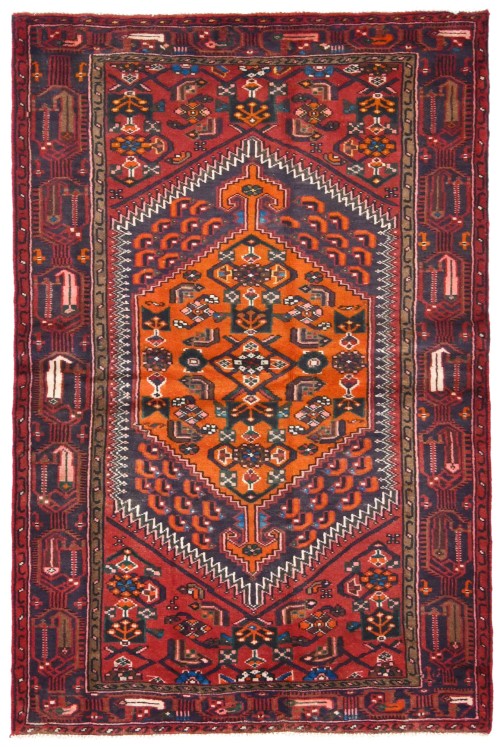 Vintage Plum Tribal 4X6 Hamedan Persian Rug