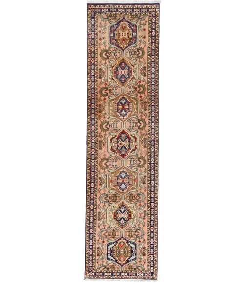 Vintage Pale Pink Tribal 2'4X9'2 Karajeh Persian Runner Rug
