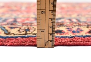 Vintage Red Floral 3'6X11'9 Heriz Persian Runner Rug