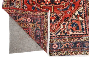 Vintage Red Floral 3'6X11'9 Heriz Persian Runner Rug