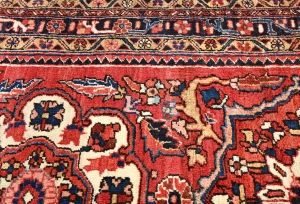 Vintage Red Floral 3'6X11'9 Heriz Persian Runner Rug