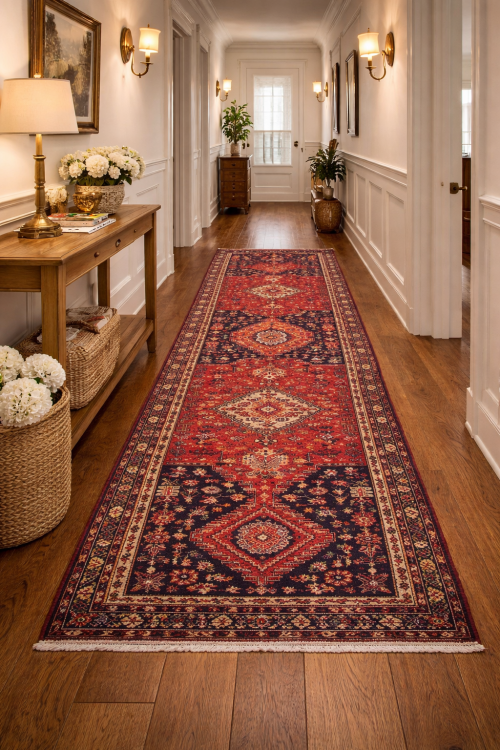 Vintage Red Tribal 4X10 Hamedan Persian Rug