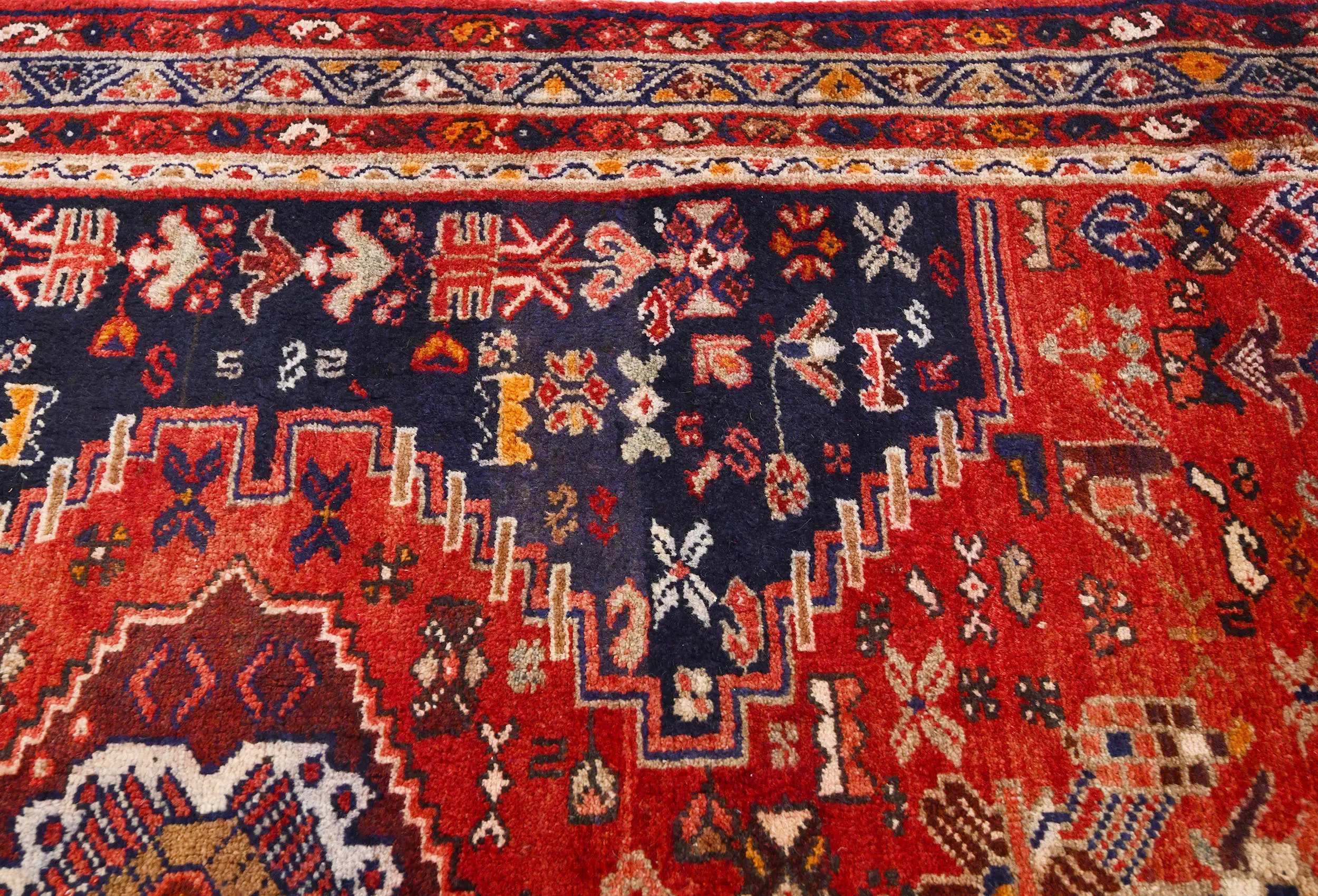 Vintage Muted Red Tribal 4X10 Hamedan Persian Oriental Rug