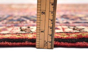 Vintage Red Geometric 5X13 Karajeh Persian Runner Rug