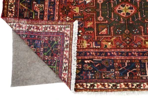 Vintage Red Geometric 5X13 Karajeh Persian Runner Rug
