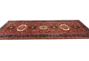 Vintage Red Geometric 5X13 Karajeh Persian Runner Rug