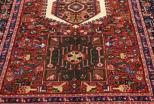 Vintage Red Geometric 5X13 Karajeh Persian Runner Rug