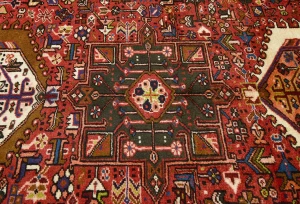 Vintage Red Geometric 5X13 Karajeh Persian Runner Rug