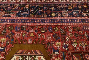 Vintage Red Geometric 5X13 Karajeh Persian Runner Rug