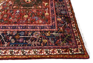 Vintage Red Geometric 5X13 Karajeh Persian Runner Rug