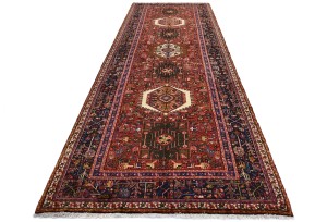 Vintage Red Geometric 5X13 Karajeh Persian Runner Rug