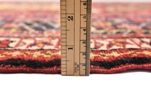 Vintage Red Geometric 5X13 Karajeh Persian Runner Rug