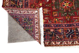 Vintage Red Geometric 5X13 Karajeh Persian Runner Rug