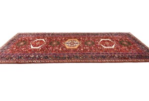 Vintage Red Geometric 5X13 Karajeh Persian Runner Rug