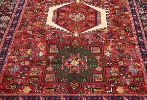 Vintage Red Geometric 5X13 Karajeh Persian Runner Rug
