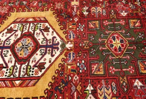 Vintage Red Geometric 5X13 Karajeh Persian Runner Rug