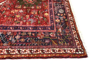 Vintage Red Geometric 5X13 Karajeh Persian Runner Rug