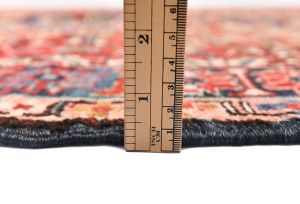 Semi Antique Red Geometric 4X13 Karajeh Persian Runner Rug