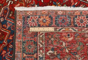 Semi Antique Red Geometric 4X13 Karajeh Persian Runner Rug