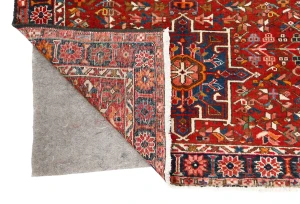 Semi Antique Red Geometric 4X13 Karajeh Persian Runner Rug