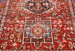 Semi Antique Red Geometric 4X13 Karajeh Persian Runner Rug