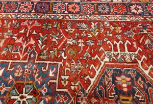 Semi Antique Red Geometric 4X13 Karajeh Persian Runner Rug