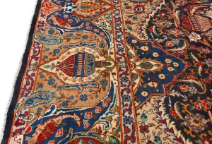 Vintage Purple-navy Pictorial 10X13 Kashmar Persian Rug