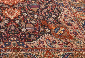 Vintage Purple-navy Pictorial 10X13 Kashmar Persian Rug