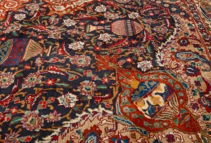 Vintage Purple-navy Pictorial 10X13 Kashmar Persian Rug