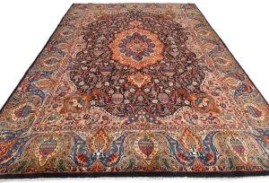 Vintage Purple-navy Pictorial 10X13 Kashmar Persian Rug