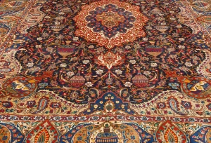 Vintage Purple-navy Pictorial 10X13 Kashmar Persian Rug