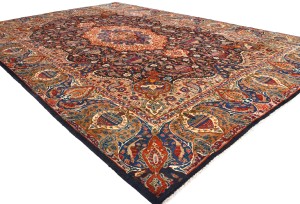 Vintage Purple-navy Pictorial 10X13 Kashmar Persian Rug