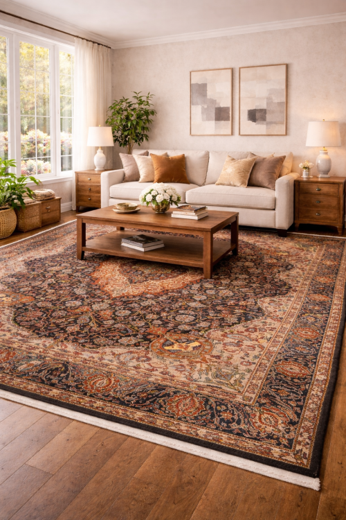 9'9 x 13'2 Hand Knotted Kashmar Floral Persian Wool Rug