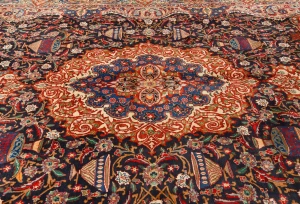 Vintage Purple-navy Pictorial 10X13 Kashmar Persian Rug