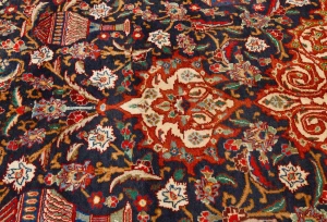 Vintage Purple-navy Pictorial 10X13 Kashmar Persian Rug