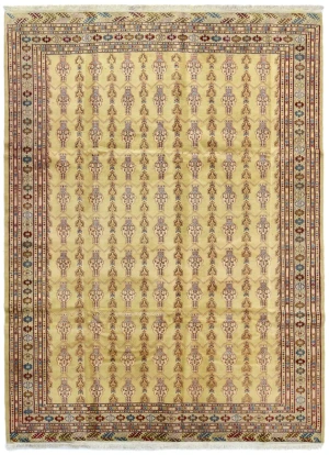 Beige Vintage Allover Tribal 7X9 Turkoman Persian Oriental Rug
