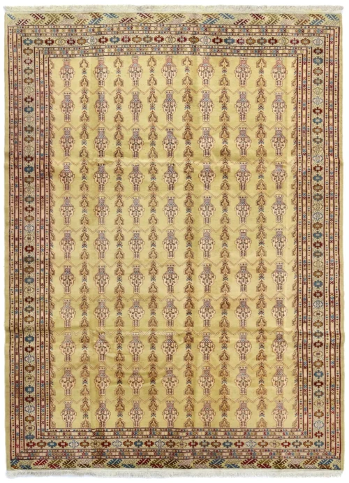 Beige Vintage Allover Tribal 7X9 Turkoman Persian Oriental Rug